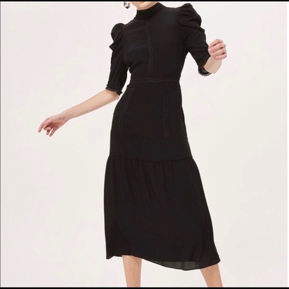 topshop black midi dress
